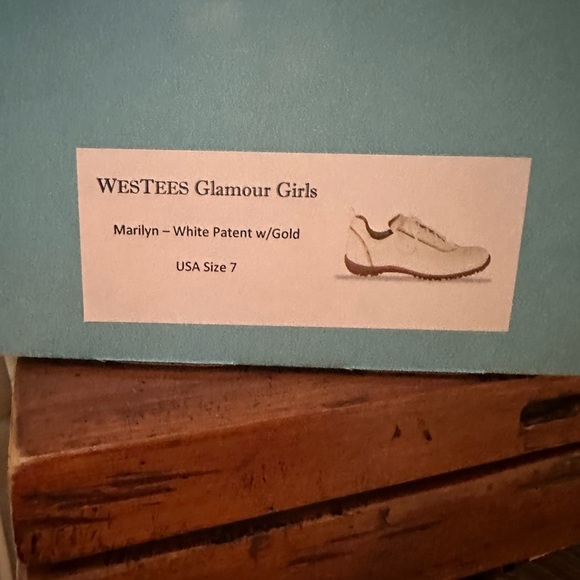 WESTEES LADIES LUXURY GOLF SHOE size 7 White Patent Leather/Gold - NWT - Picture 4 of 4